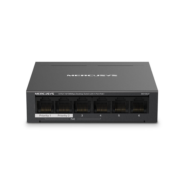 EAN 6957939001148 - Mercusys MS106LP switch Gestionado Fast Ethernet (10/100) Energía sobre Ethernet (PoE) Negro imagen 1