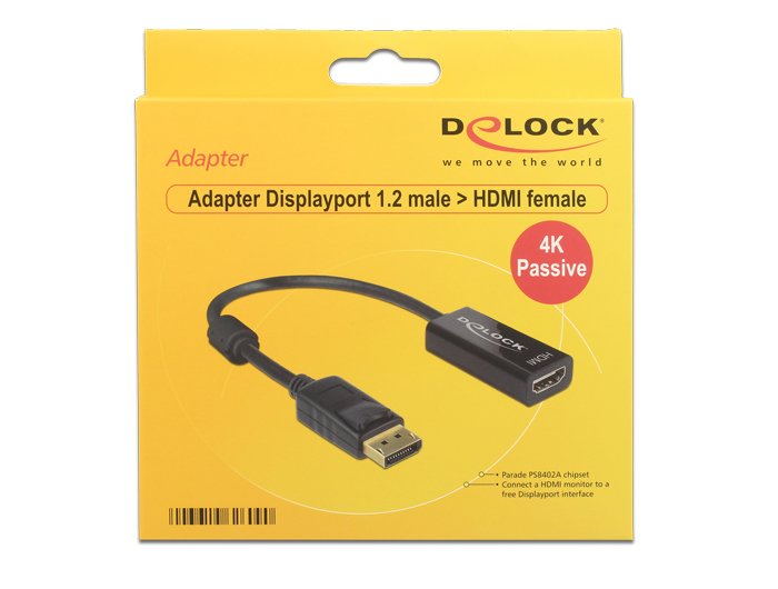 EAN 4043619626090 - DeLOCK 62609 adaptador de cable de vídeo 0,2 m DisplayPort HDMI Negro imagen 1