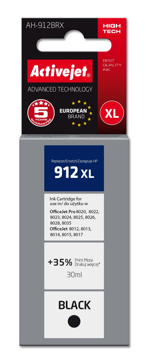 EAN 5901443119630 - Activejet Tusz AH-912BRX (zamiennik HP 912XL 3YL84AE; Premium; 1100 stron; czarny) cartucho de tinta 1 pi imagen 1