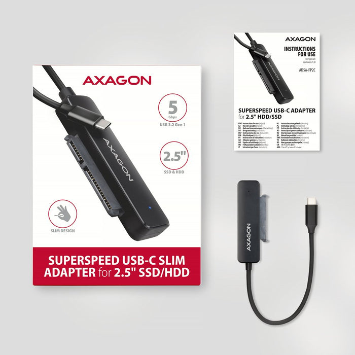 EAN 8595247907455 - Axagon ADSA-FP2C USB-C 5Gbps - SATA 6G, 2.5 SSD/HDD SLIM adapter - Adapter - Digital/Daten tarjeta y adap imagen 6