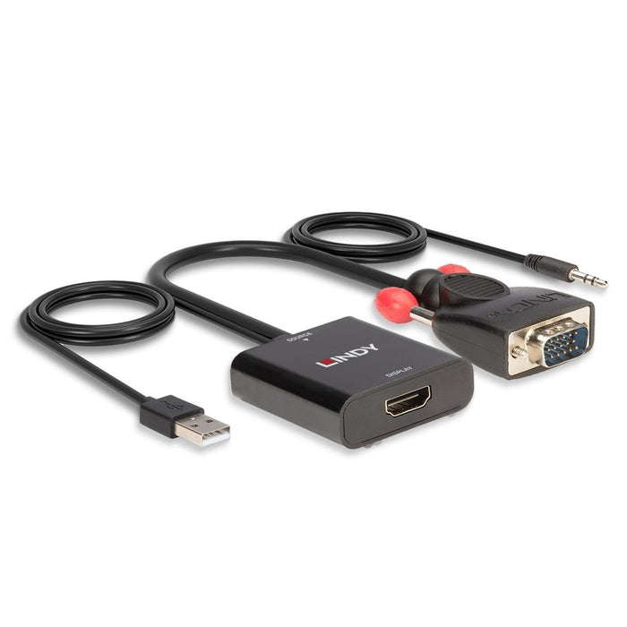 EAN 4002888382847 - Lindy 38284 adaptador de cable de vídeo VGA (D-Sub) + 3,5mm HDMI + USB Negro imagen 3