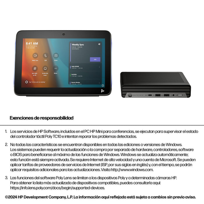 EAN 5902002274418 - Poly Studio Base Kit G9 Plus for Microsoft Teams HP Mini IP PC w/TC10 sistema de video conferencia Ethern imagen 4