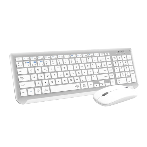 EAN 8436586742621 - SUBBLIM SUBKBC-DCEP10 teclado Ratón incluido Universal RF Wireless + Bluetooth QWERTY Español Plata, Blan imagen 1