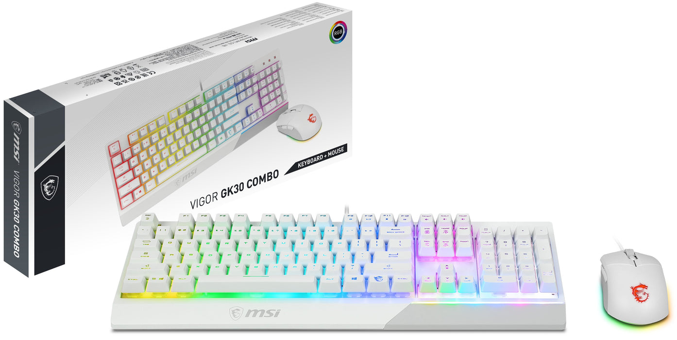 EAN 4719072813895 - MSI VIGOR GK30 COMBO WHITE US teclado Ratón incluido Juego USB QWERTY Italiano Blanco imagen 5