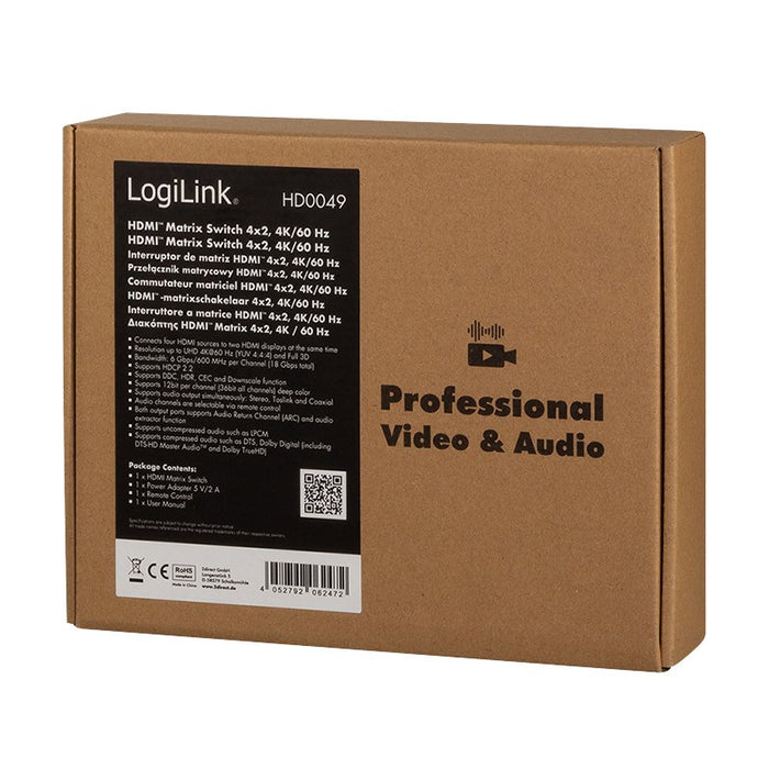 EAN 4052792062472 - LogiLink HD0049 matriz de conmutación Matriz de conmutación AV 5 W imagen 9
