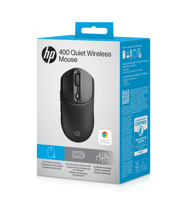 EAN 0198701895169 - HP 400 Quiet Black Wireless Mouse ratón Hogar Ambidextro RF Wireless + Bluetooth 6000 DPI imagen 11