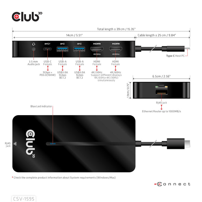 EAN 8719214472269 - CLUB3D CSV-1595 base para portátil y replicador de puertos USB 3.2 Gen 1 (3.1 Gen 1) Type-C Negro imagen 6