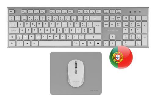EAN 8435693112150 - Tacens 6ZENITHWPT teclado Ratón incluido Hogar / Oficina RF inalámbrico QWERTY Portugués Plata, Blanco imagen 1