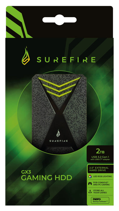 EAN 0023942536826 - SureFire Gaming disco duro externo 2 TB 2.5" Micro-USB B 3.2 Gen 1 (3.1 Gen 1) Negro, Gris imagen 3