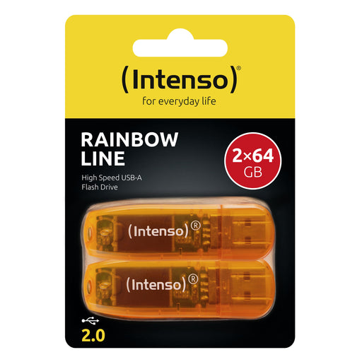 EAN 4034303031436 - Intenso Rainbow Line 64GB Orange 2er unidad flash USB USB tipo A 2.0 Naranja imagen 2