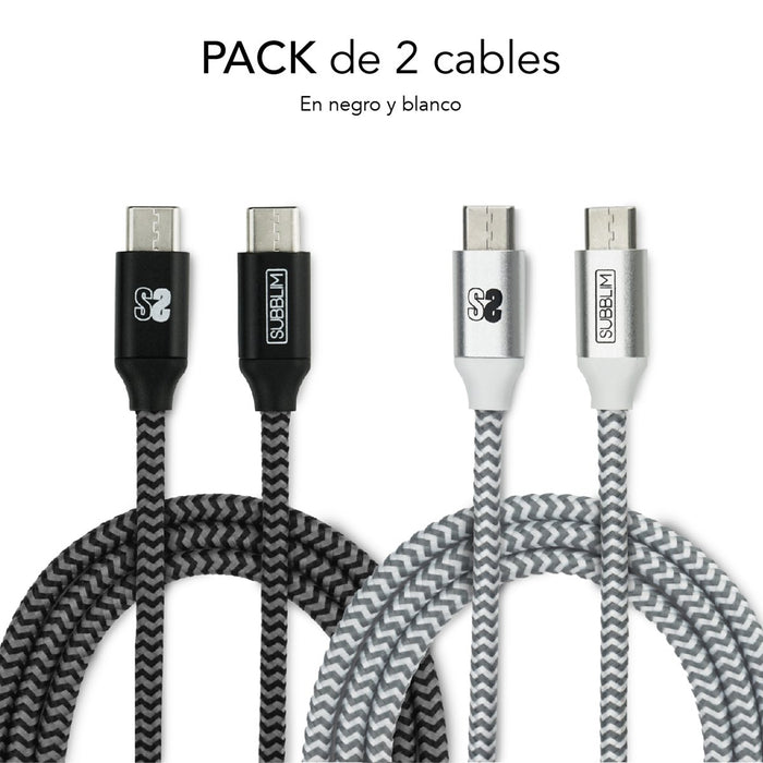EAN 8436586740672 - SUBBLIM PACK 2 CABLES USB TIPO USB-C A USB-C 1 M BLACK/SILVER cable USB imagen 4
