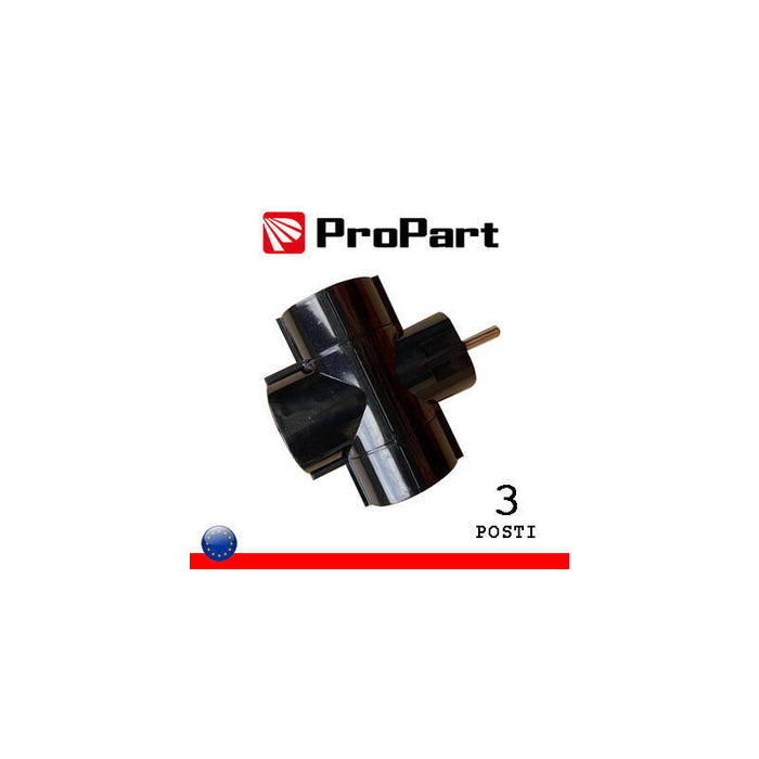 Adaptador 3 Schuko 16a Negro Polibag