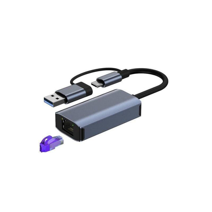 Adaptador Byl-2207 2 En 1 Usb 3.0+Tipo-C A Rj45 Gris