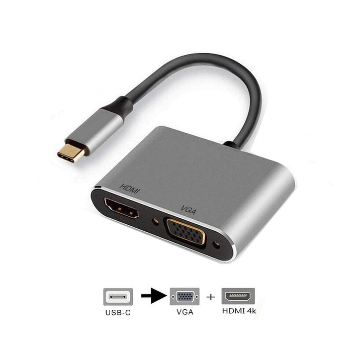 Adaptador Ewent Usb Tipo C A Hdmi 4k  Y Vga 15cm - Macho Hembra