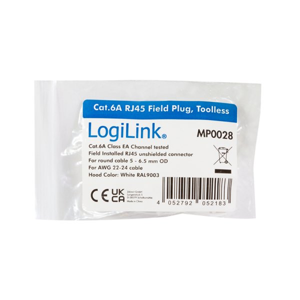 EAN 4052792052183 - LogiLink MP0028 conector RJ-45 Transparente, Blanco imagen 7