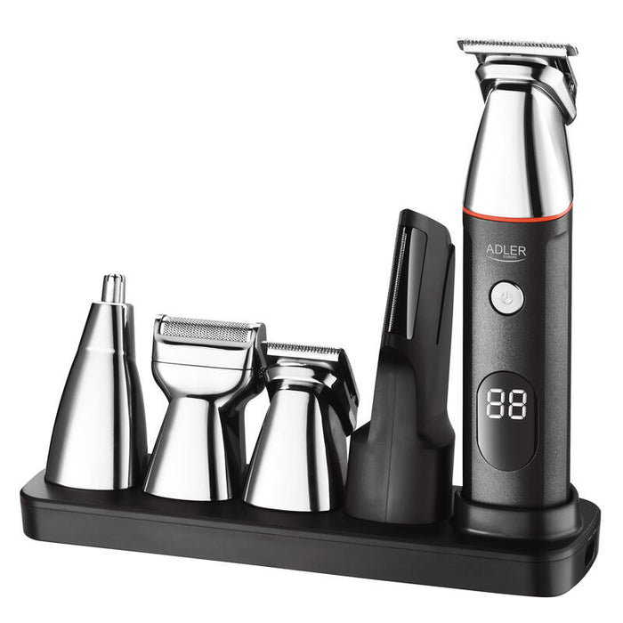 Adler Ad 2946 5in1 MenS Grooming Kit, Lcd Display, Black Stainless Steel
