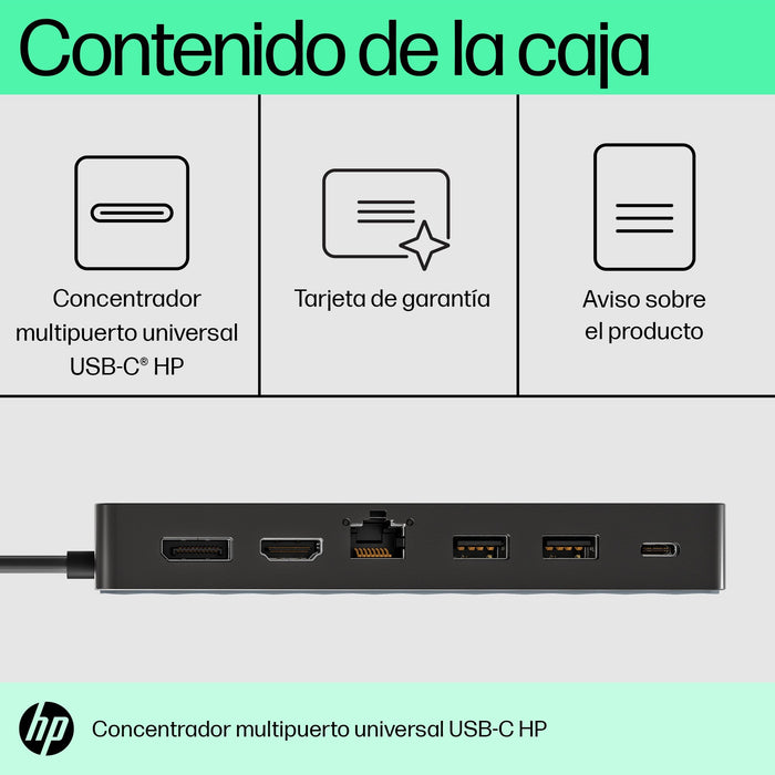 EAN 0196188637197 - HP Universal USB-C Multiport Hub Alámbrico USB 3.2 Gen 1 (3.1 Gen 1) Type-C Negro imagen 8