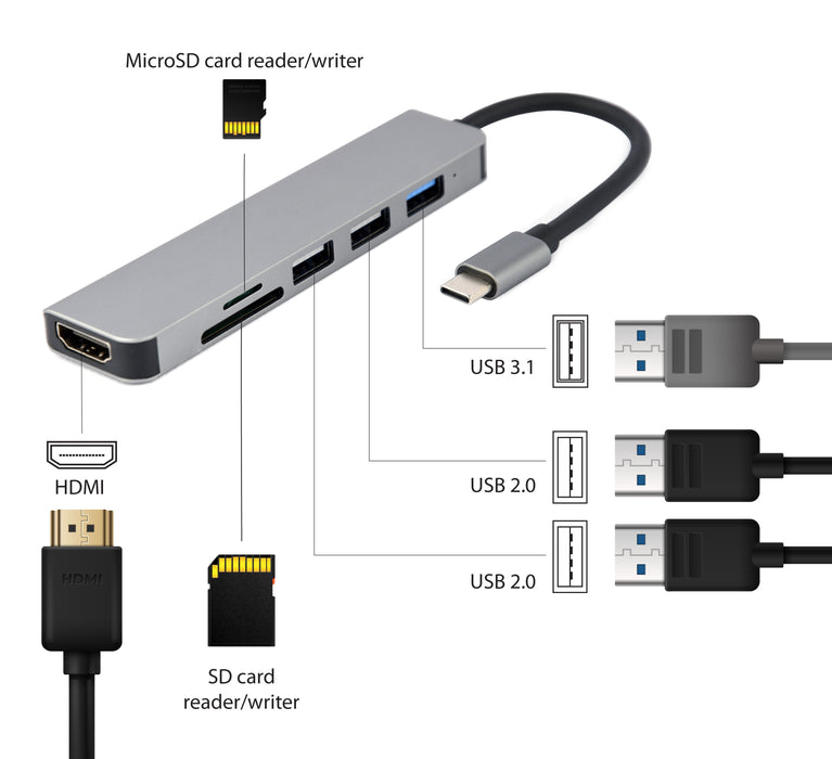 EAN 8716309124249 - Gembird A-CM-COMBO6-02 base para portátil y replicador de puertos Alámbrico USB 3.2 Gen 1 (3.1 Gen 1) Typ imagen 3