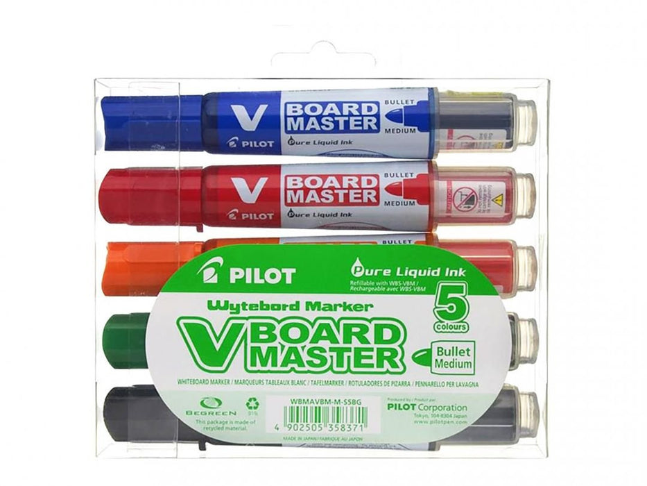 EAN 4902505358371 - Pilot V-Board Master marcador 5 pieza(s) Punta redonda Negro, Azul, Verde, Naranja, Rojo imagen 1