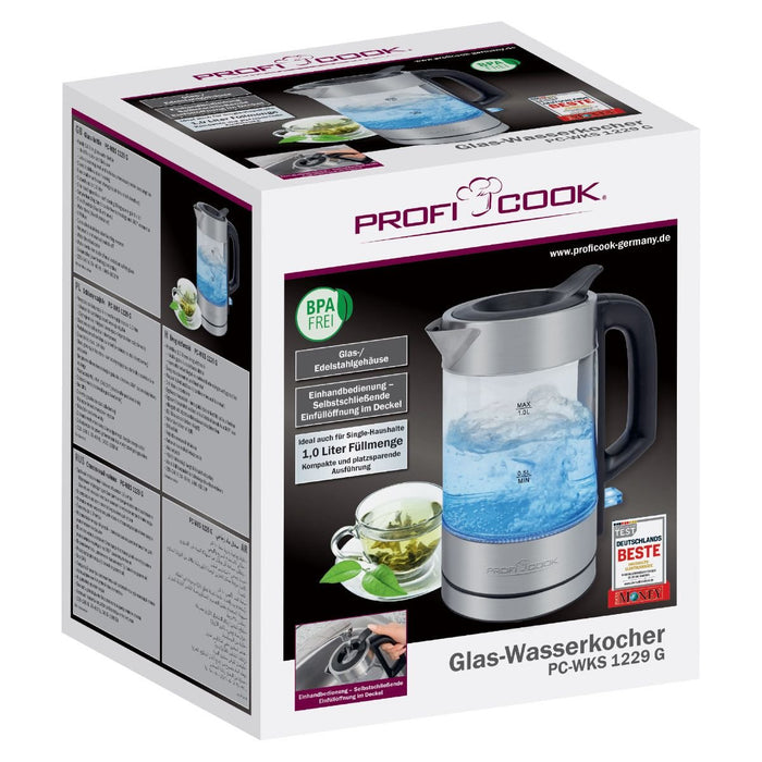 EAN 4006160122923 - ProfiCook PC-WKS 1229 G tetera eléctrica 1 L 1600 W Acero inoxidable, Transparente imagen 3