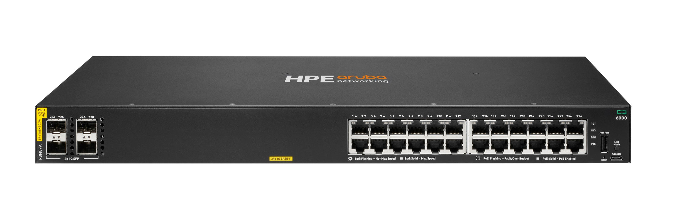 EAN 0190017533841 - HPE Aruba Networking CX 6000 24G Class4 PoE 4SFP 370W Switch imagen 1