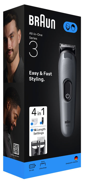 EAN 7500435245197 - Braun AIO3500 cortadora de pelo y maquinilla Negro, Gris 14 Níquel-metal hidruro (NiMH) imagen 3
