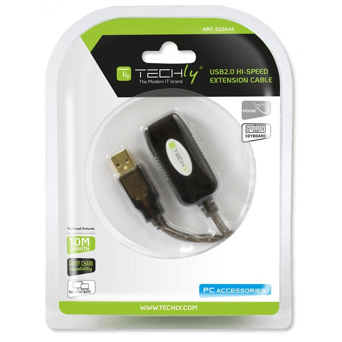 EAN 8054529023646 - Techly IUSB-REP10TY cable USB USB 2.0 10 m USB A Negro imagen 2