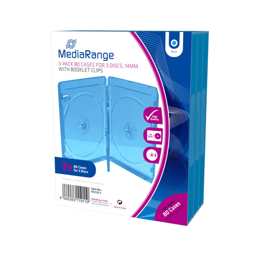 EAN 4260283119134 - MediaRange BOX38-3-30 funda para discos ópticos Estuche de plástico para Blu-ray 3 discos Azul, Transpare imagen 1