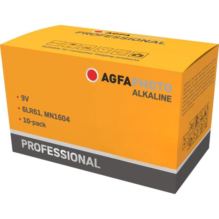 Agfaphoto Pila Alcalina, E-Block, 6lr61, 9v Professional, Retail Box (10-Pack)