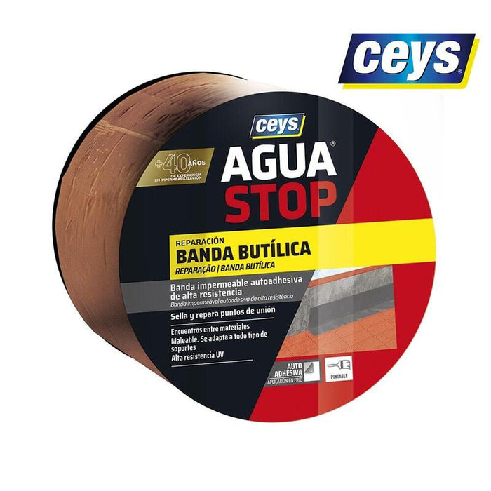 Aguastop Banda Impermeable. Butilo Teja 10cm X 10m 901006 Ceys