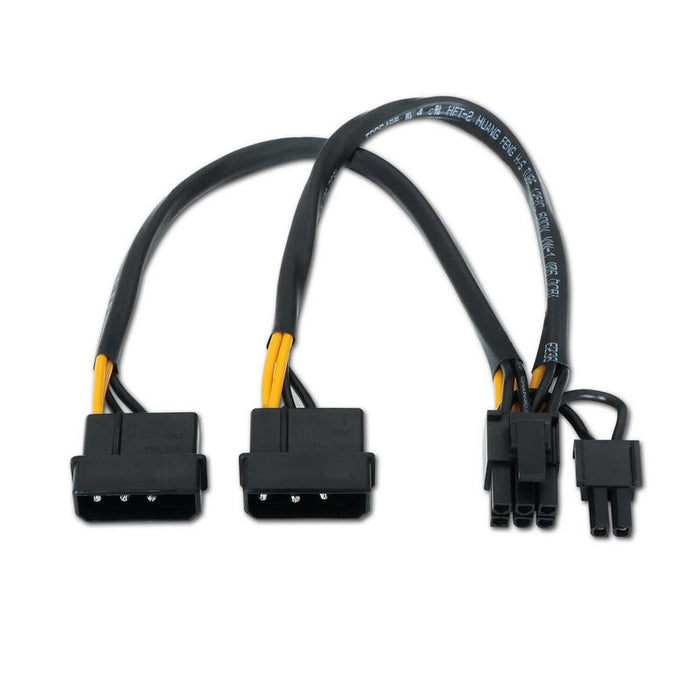 Aisens Cable Tarjeta Grafica - 2xmolex 4pin/M-Pci-E(Molex 6+2pin)/M - 20cm - 100% Cobre - Negro