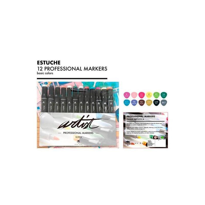 Alex Bog Rotuladores Gama Artist Doble Punta Estuche De 12 C/Surtidos Básicos
