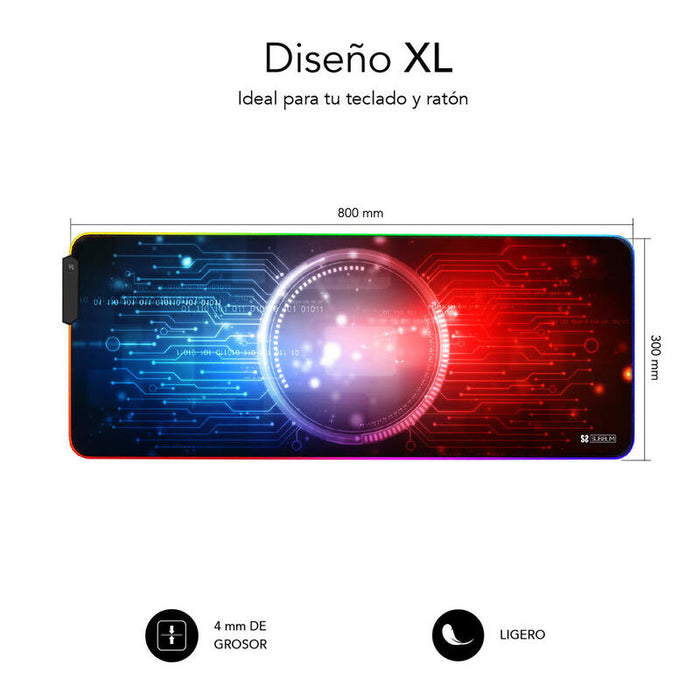 Alfombrilla/Tapete Chip Xl Rgb Subblim 80x30cm/ Iluminacion Rgb/ Base Antideslizante