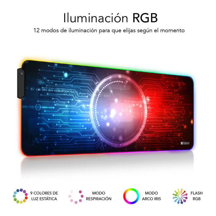 Alfombrilla/Tapete Chip Xl Rgb Subblim 80x30cm/ Iluminacion Rgb/ Base Antideslizante
