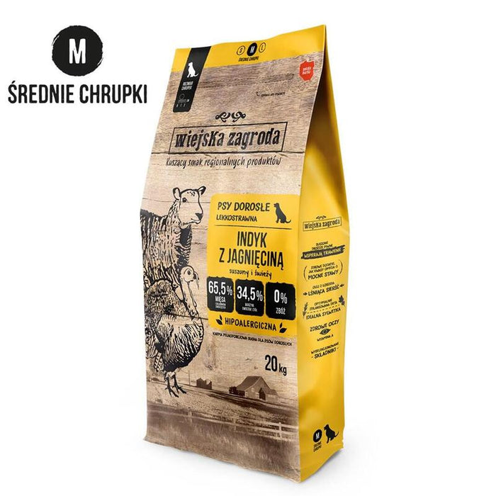 Alimento Seco Para Perros Wiejska Zagroda Pavo Con Cordero M  20kg