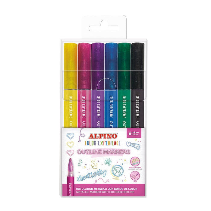 Alpino Rotulador Metálico Creativity Borde De Color 2mm Estuche De 6 C/Surtidos