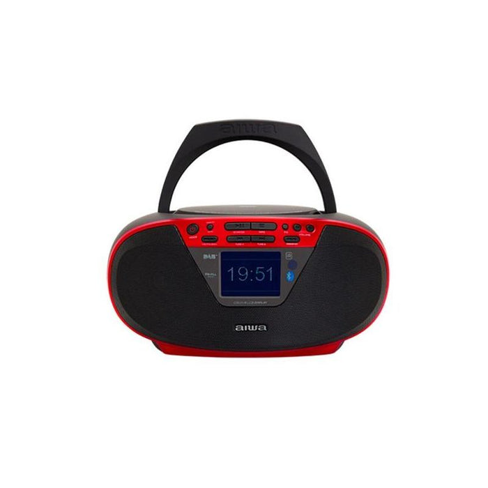 Altavoces Bluetooth 5.0 Con Lector De Cd Mp3 Y Usb Aiwa Boombox Bbtu-500dab/Bk Rojo 6w Rms Entrada Aux