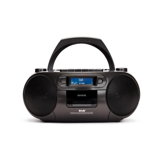 Altavoces Bluetooth Con Lector De Cd Mp3 Casetes Y Usb Aiwa Boombox Bbtc-660dab Black Radio Bt 5.0  6w Rms Jack 3.5