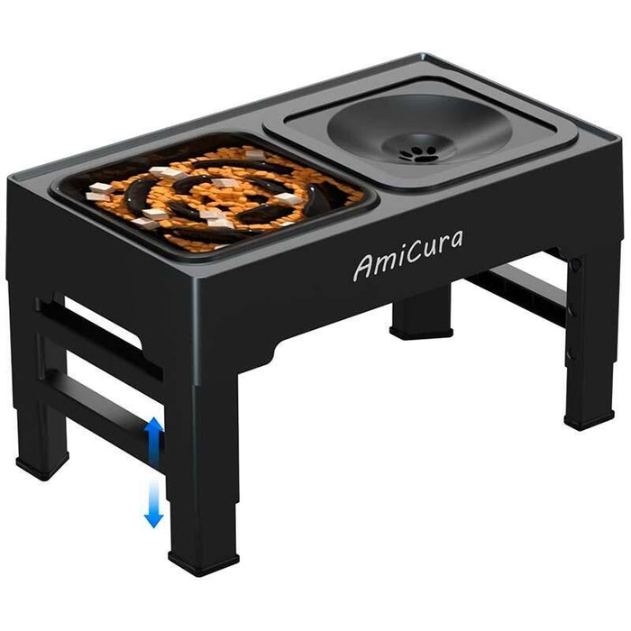 Amicura Comedero Doble Y Plegable Con Altura Ajustable