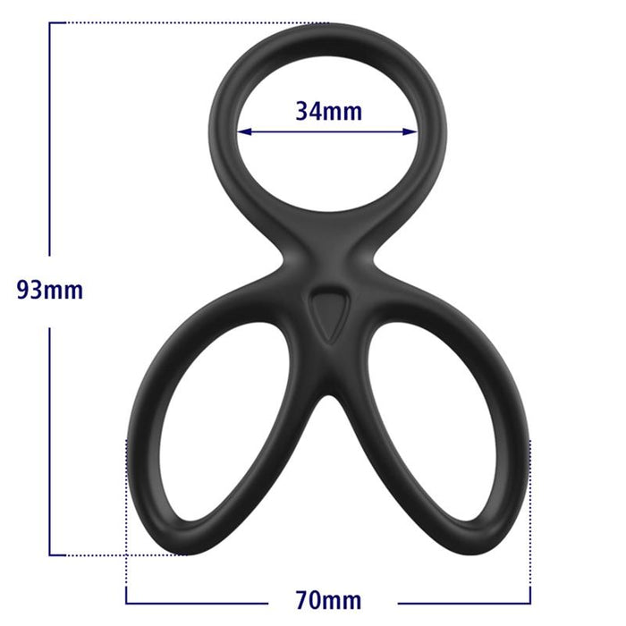 Anillo Triple Pene Y Testículos Silicona Líquida Flexible