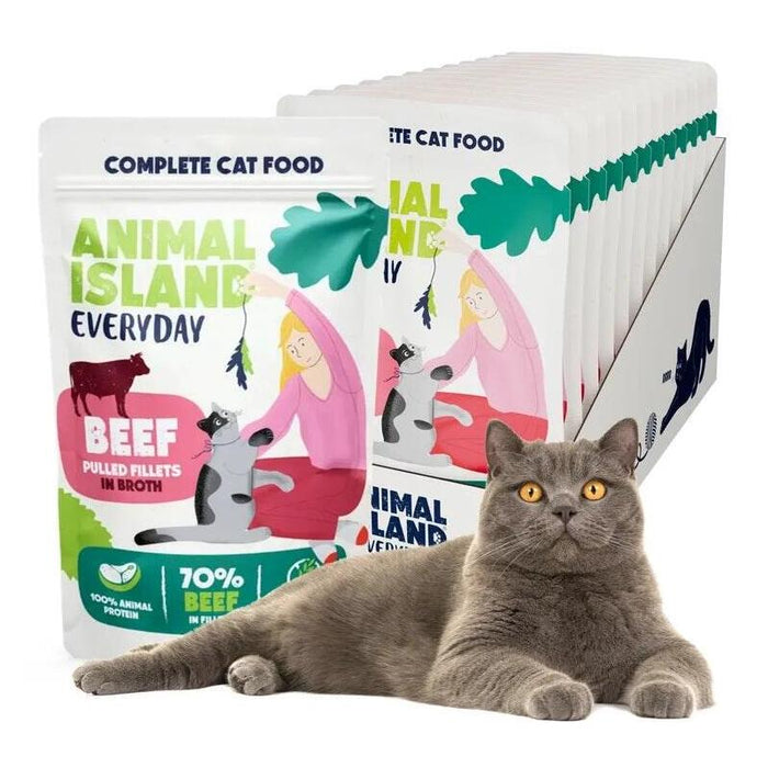 Animal Island Everyday Beef Fillets In Broth - Wet Cat Food - 12 X 85g