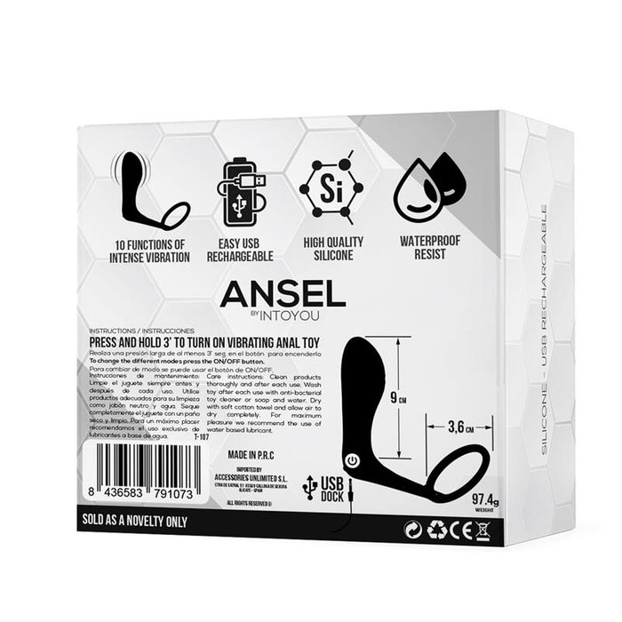 Ansel Plug Anal Con Vibración Y Anillo Usb Silicona