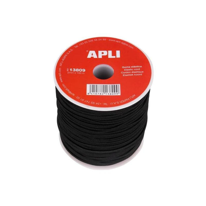 Apli Bobina De Cuerda Elástica Redonda 2mmx100 Negro