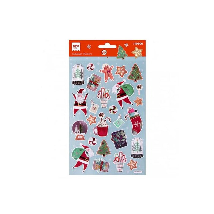 Apli Bolsa De Pegatinas Navideñas Ho Ho Ho - Adhesivo Permanente - Motivos Navideños - Ideal Para Decorar Regalos Y