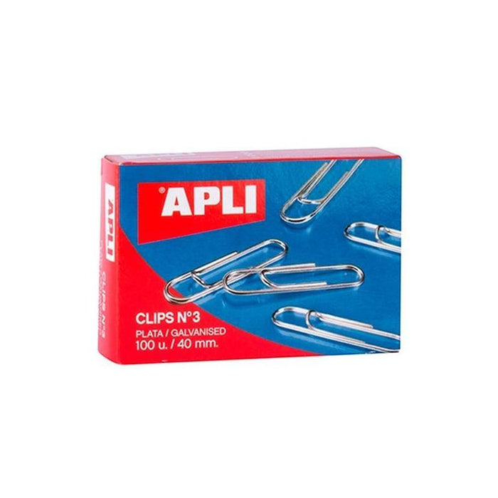 Apli Clips Plateados Nº 3 - 40mm Caja De 100  -10 Cajas-