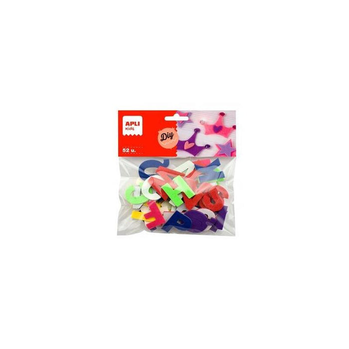 Apli Formas Fieltro Letras Adhesivos 30mm Colores Surtidos -52u-