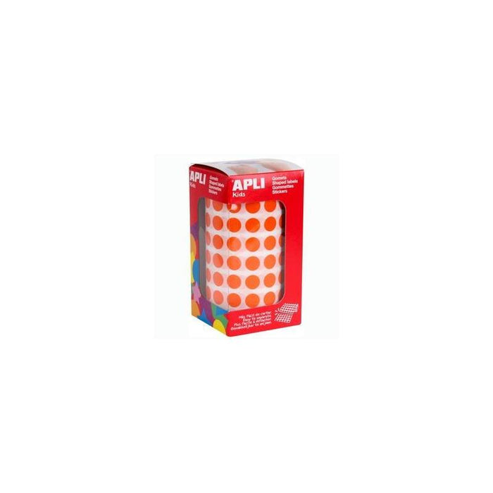 Apli Gomets Permanentes Redondos 10,5mm Rollo Naranja -Rollo 5192 Unidades-