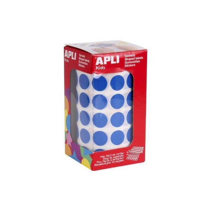Apli Gomets Redondos 15mm Rollo Azul -Rollo 2832 Unidades-