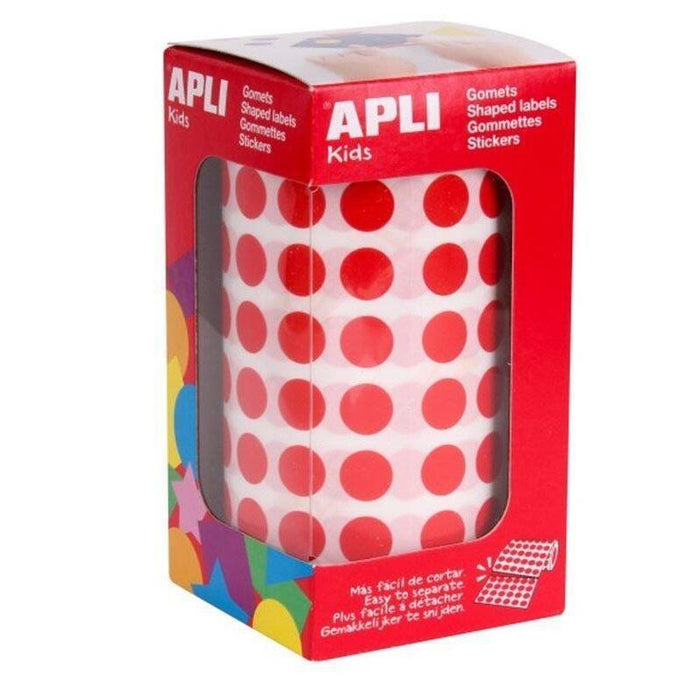 Apli Gomets Redondos 15mm Rollo Rojo -Rollo 2832 Unidades-