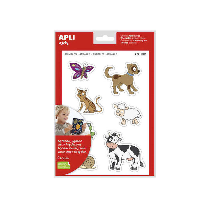 Apli Gomets Tematicos Animales Xl - 28 Gomets En 2 Hojas A4 - Desarrollados Con Educadores - Adhesivo Removible -